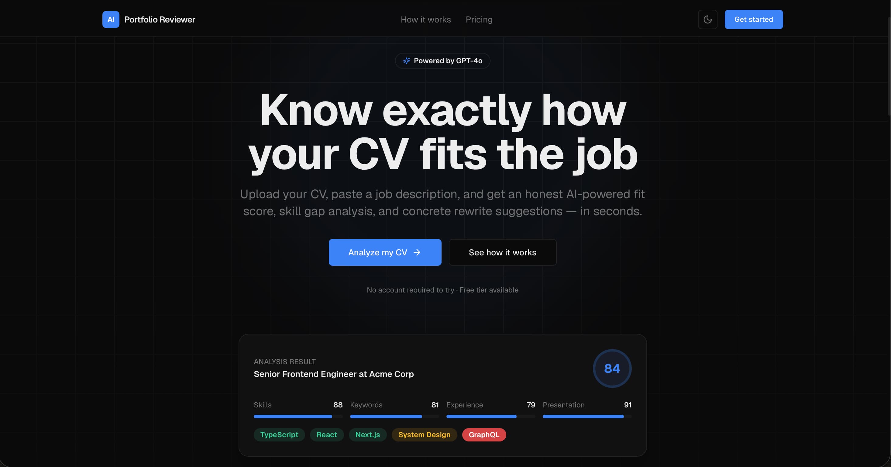 AI Portfolio Reviewer — screenshot